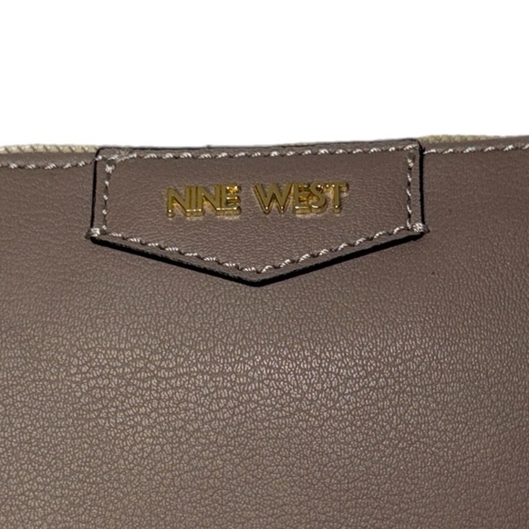Nine West - Taupe Faux Leather Wristlet Clutch - Minimalist Zip Pouch - Picture 2 of 4